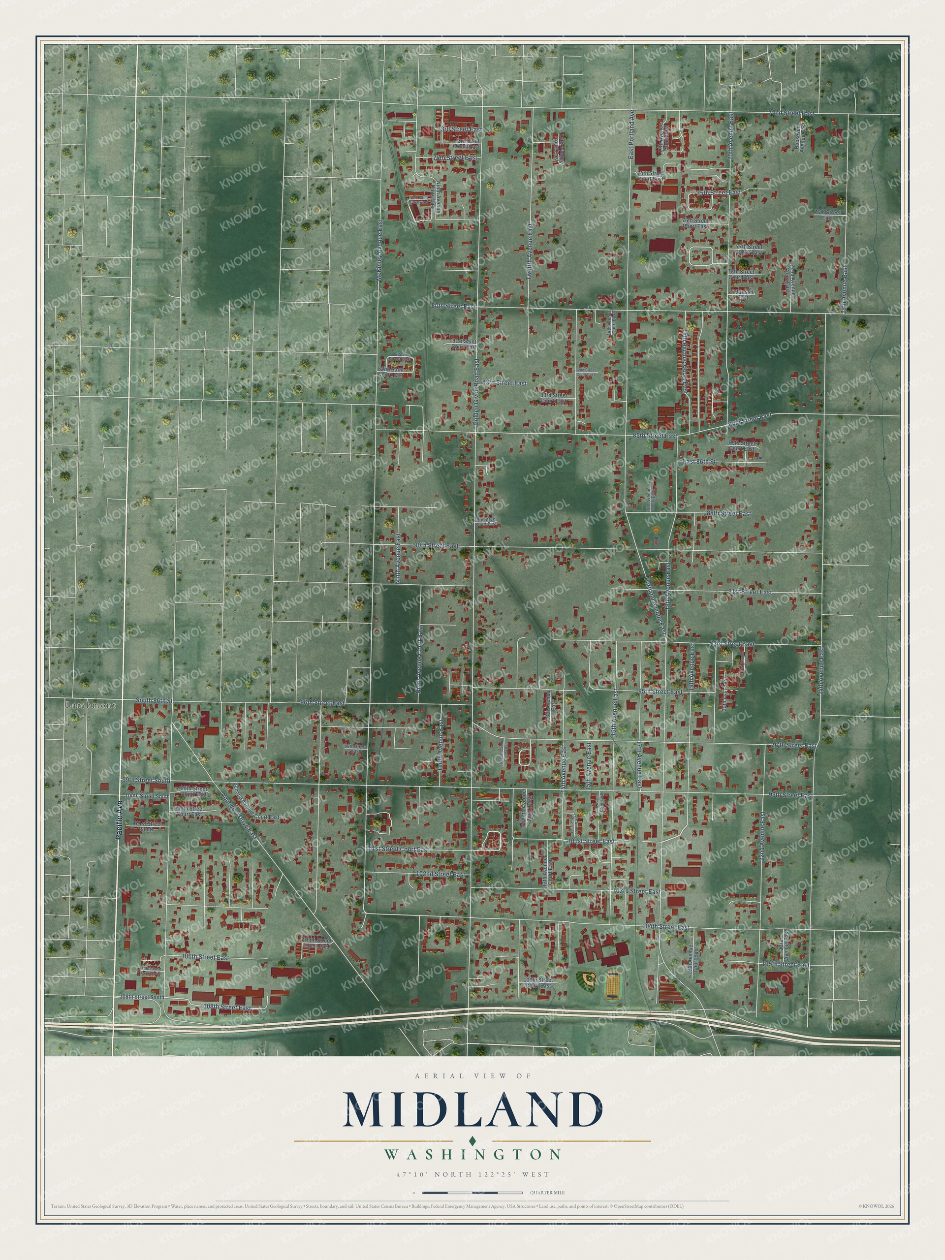 Watermarked full-map preview of Midland, Washington