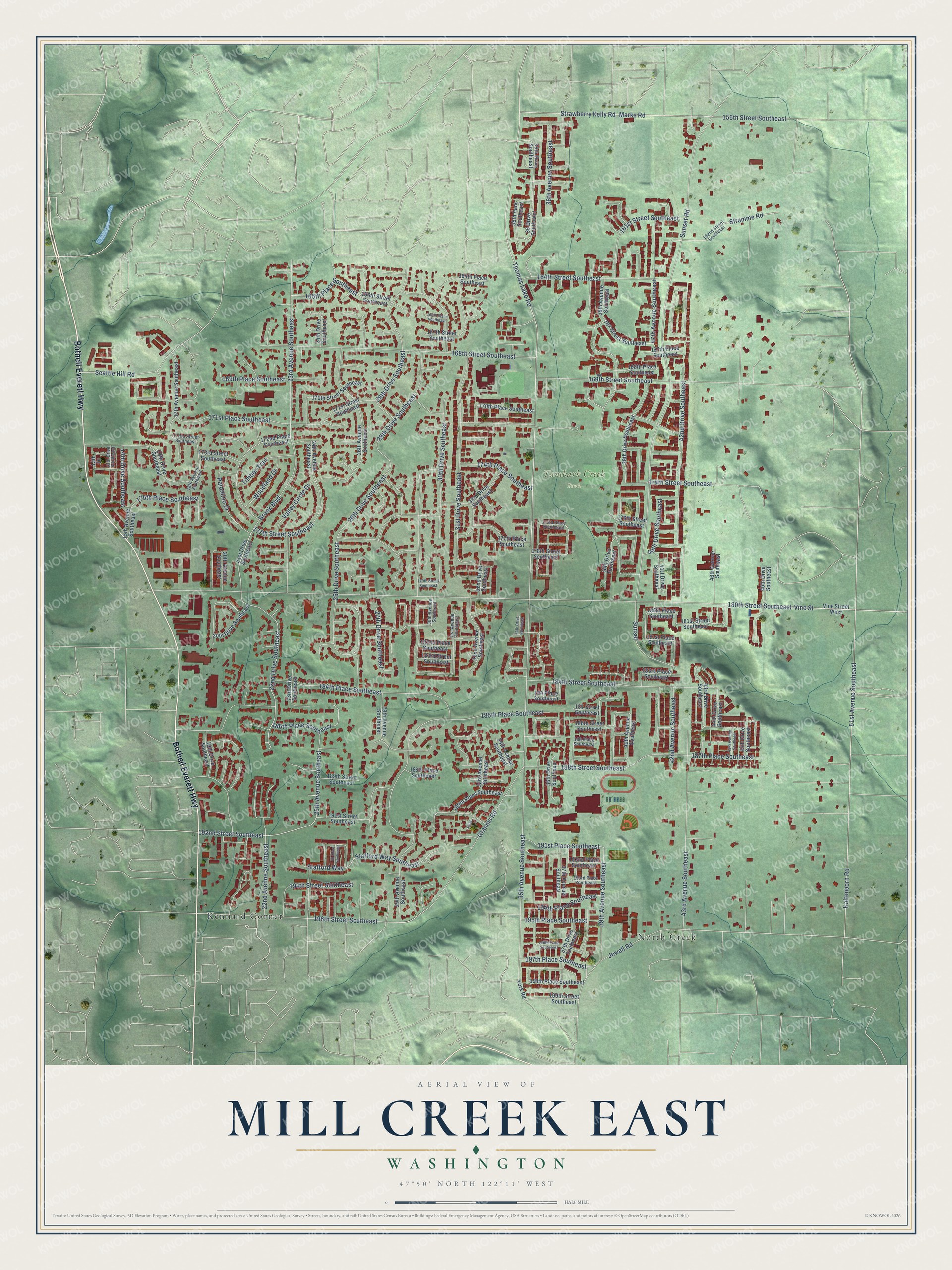 Watermarked full-map preview of Mill Creek East, Washington