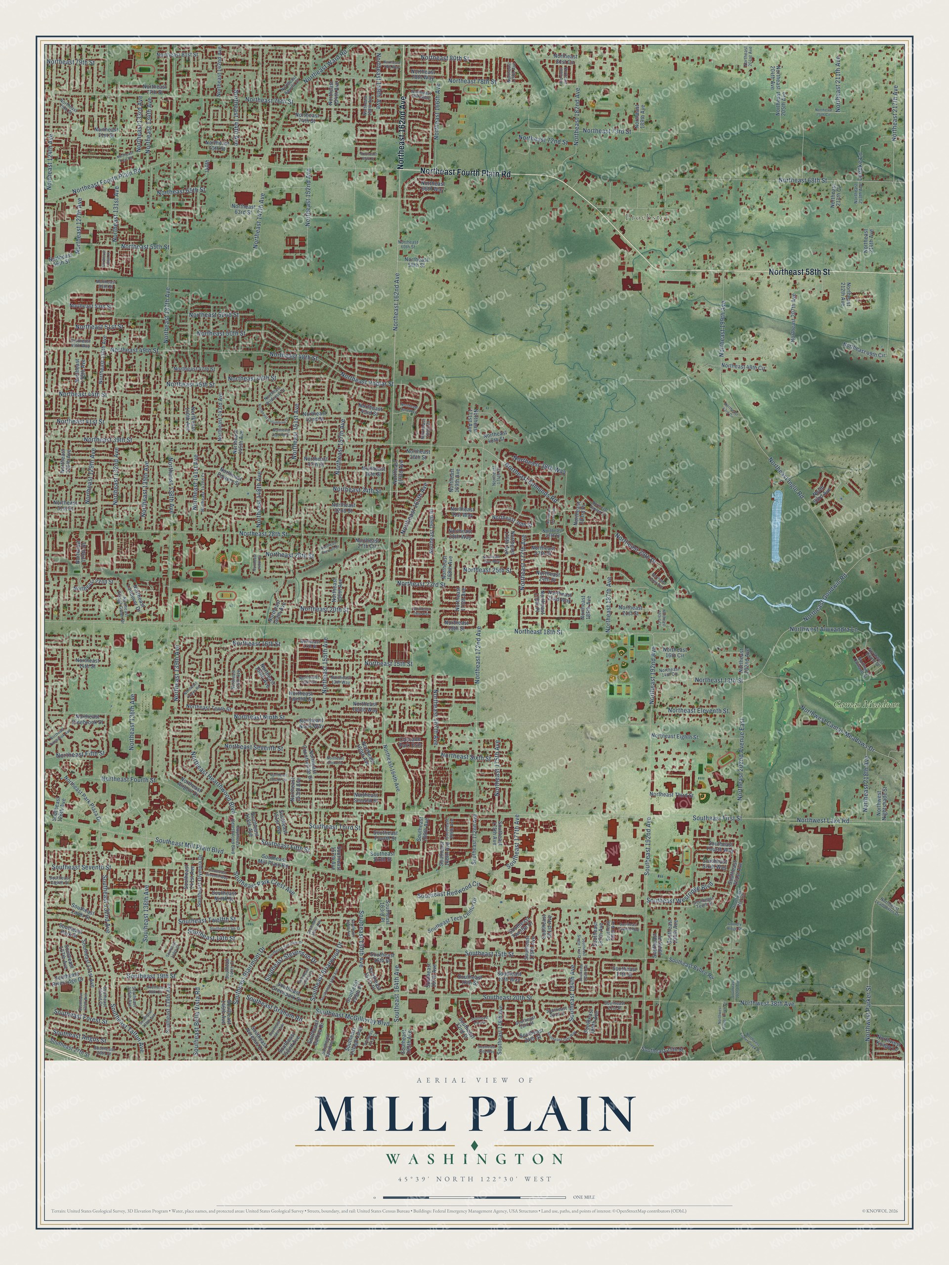 Watermarked full-map preview of Mill Plain, Washington
