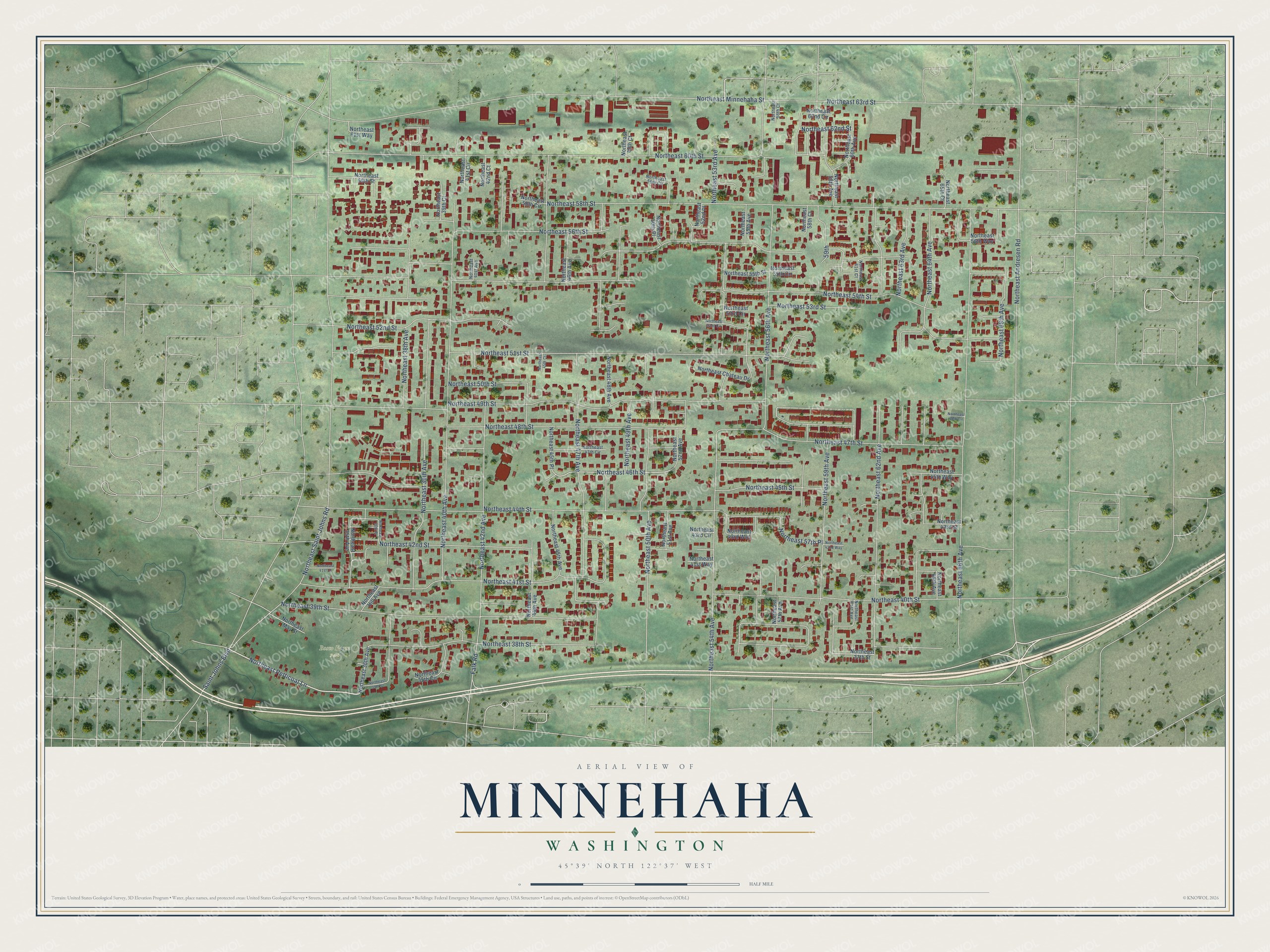 Watermarked full-map preview of Minnehaha, Washington