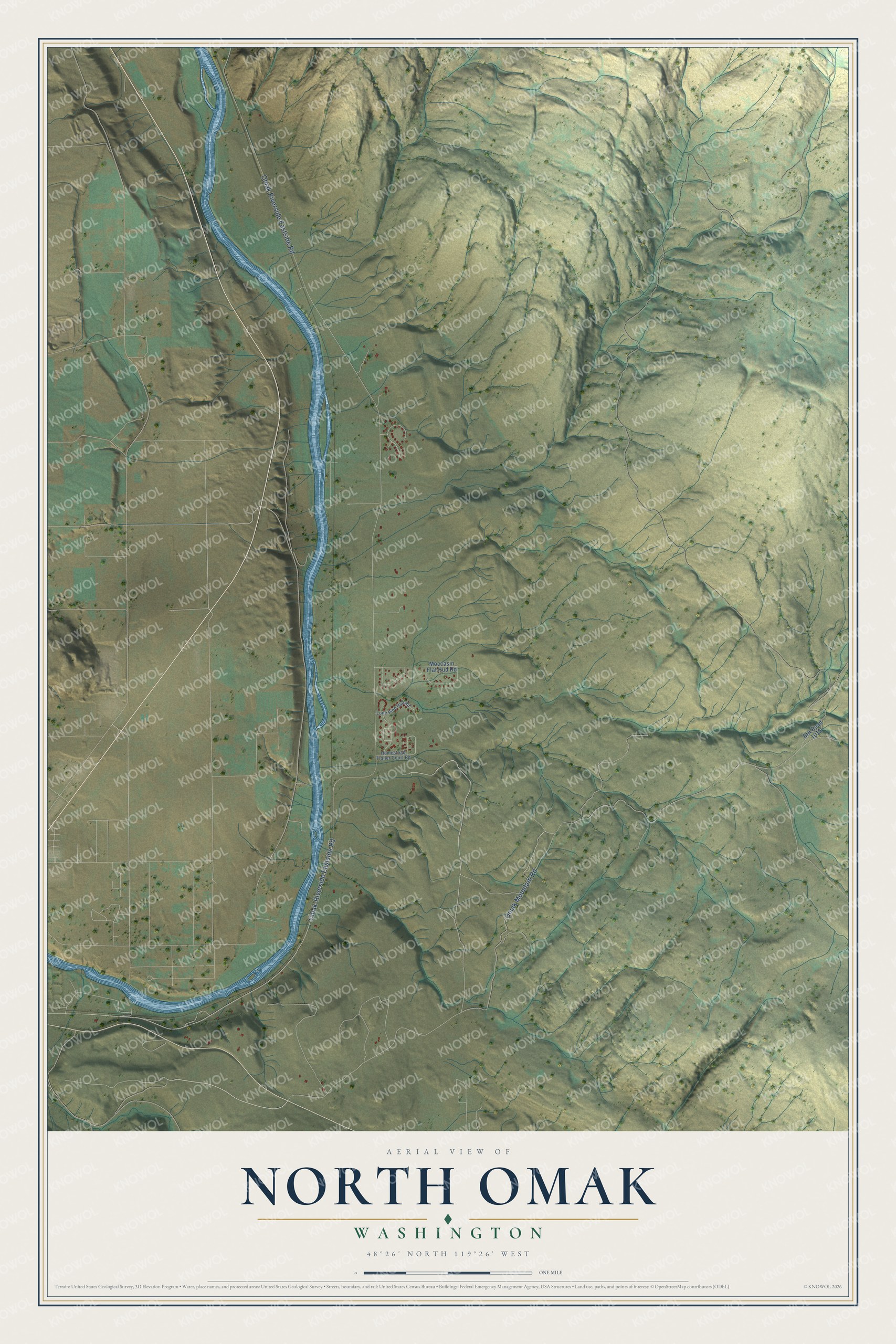 Watermarked full-map preview of North Omak, Washington