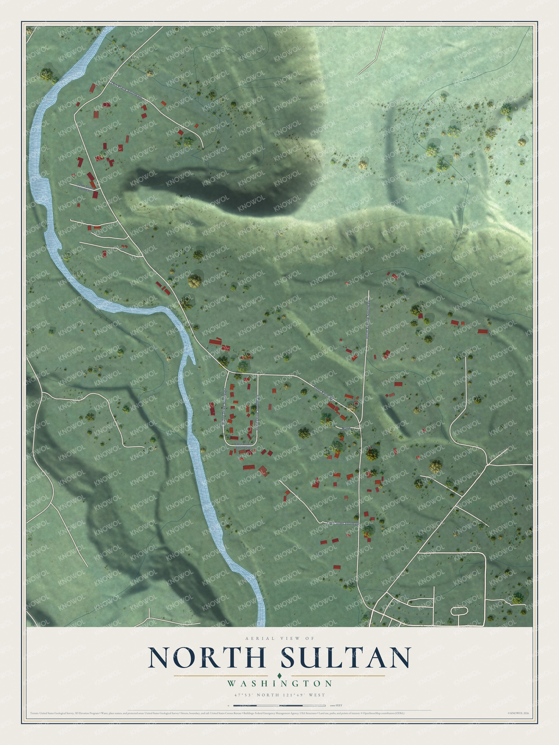 Watermarked full-map preview of North Sultan, Washington