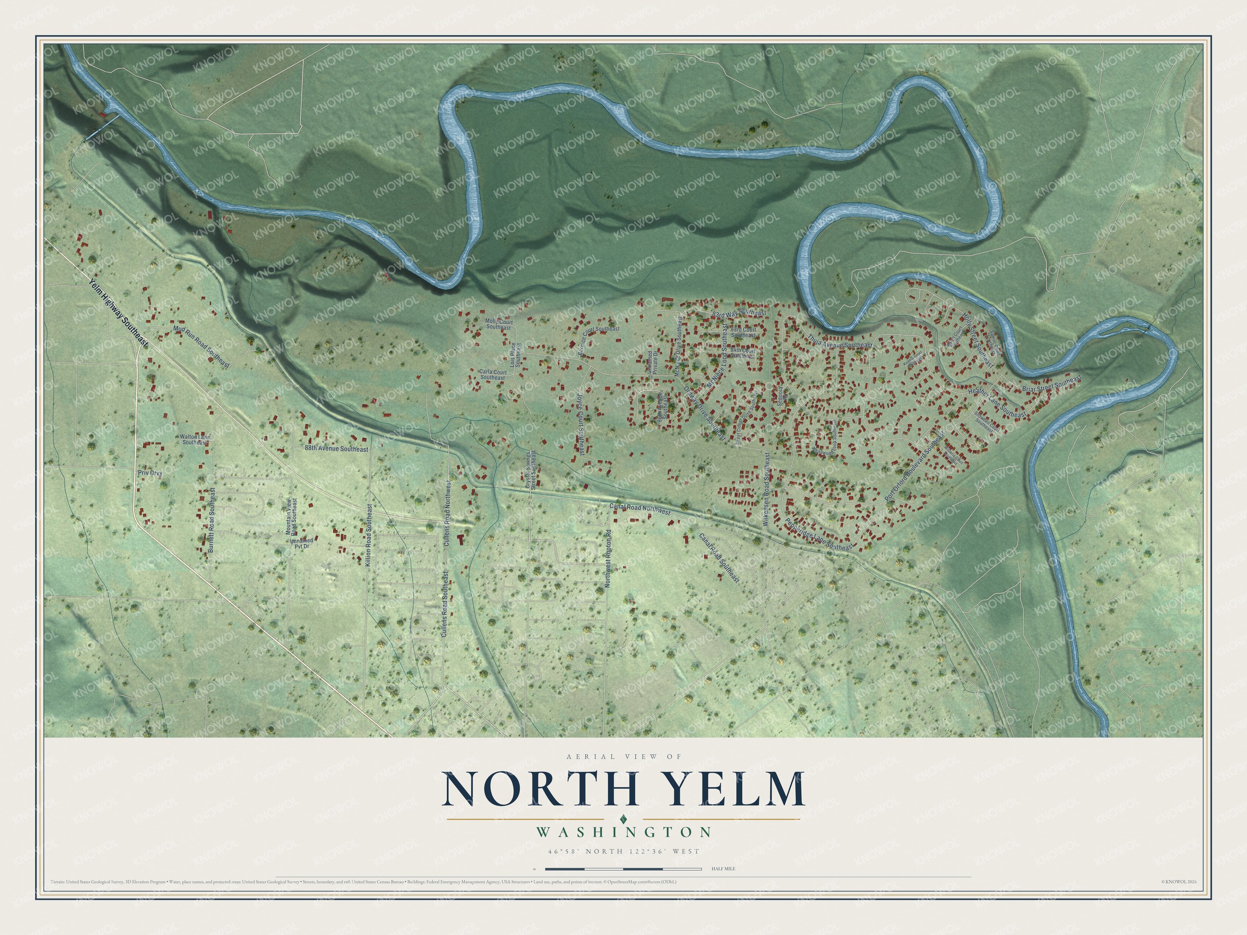 Watermarked full-map preview of North Yelm, Washington