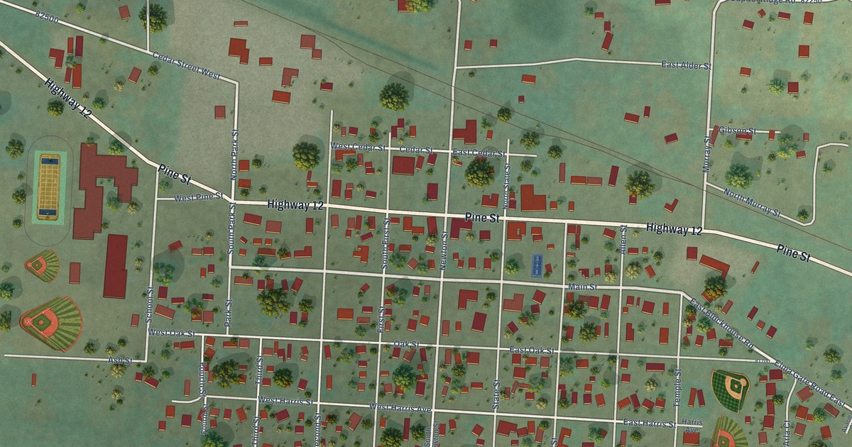 Map of Oakville, Washington in 2026