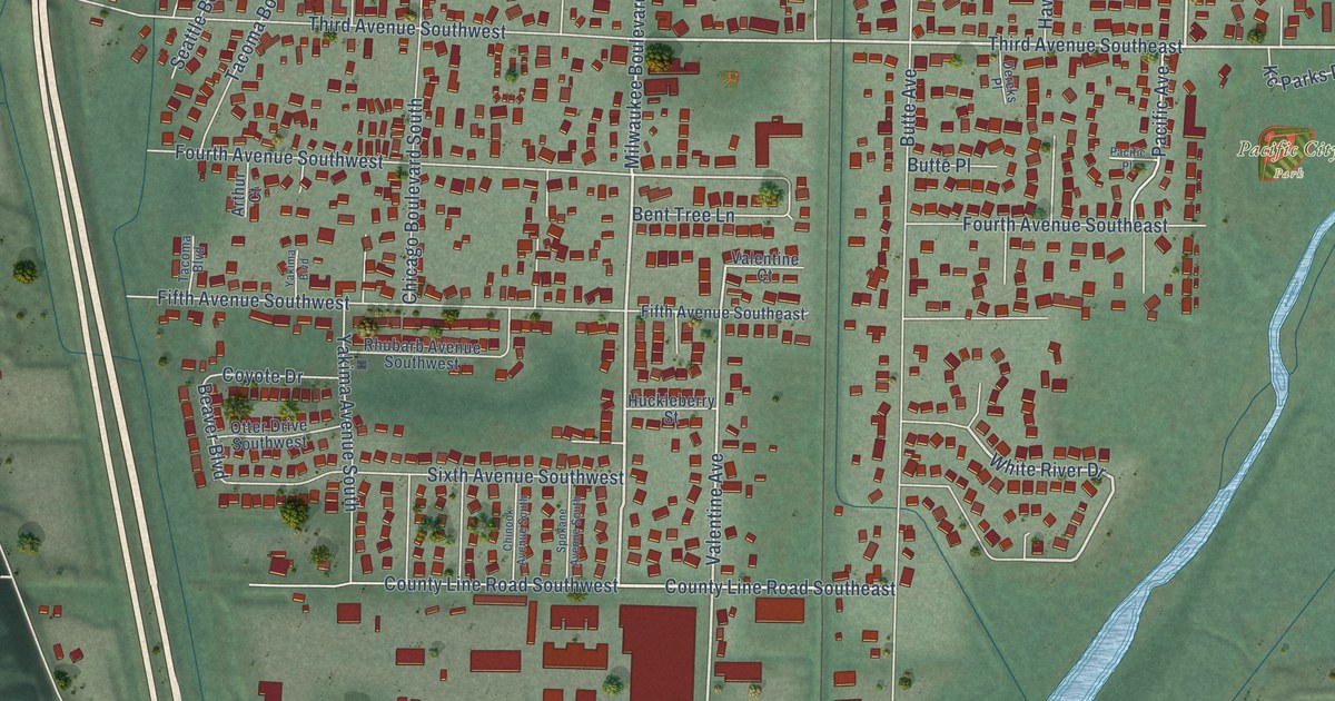 Map of Pacific, Washington in 2026