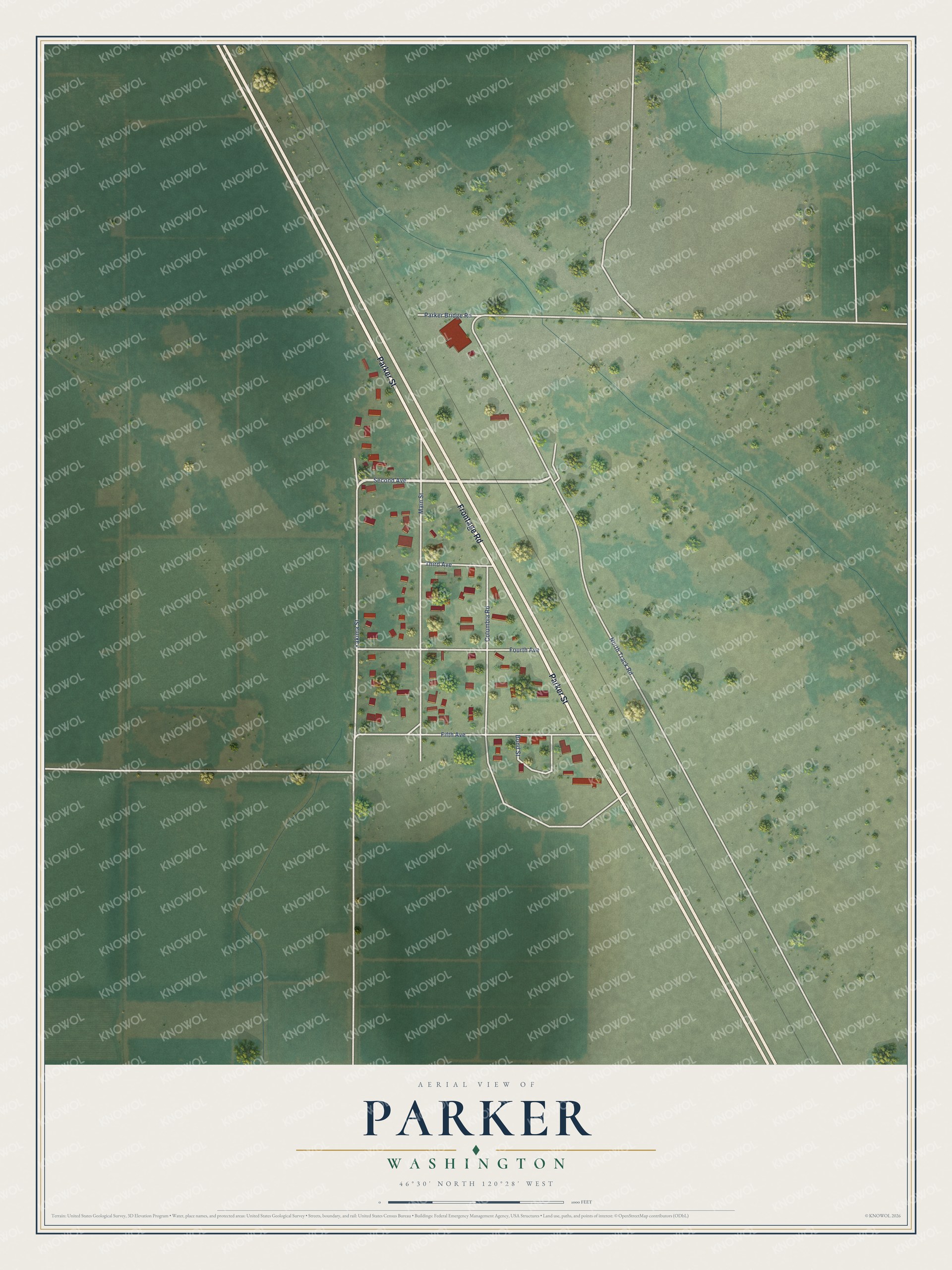 Watermarked full-map preview of Parker, Washington