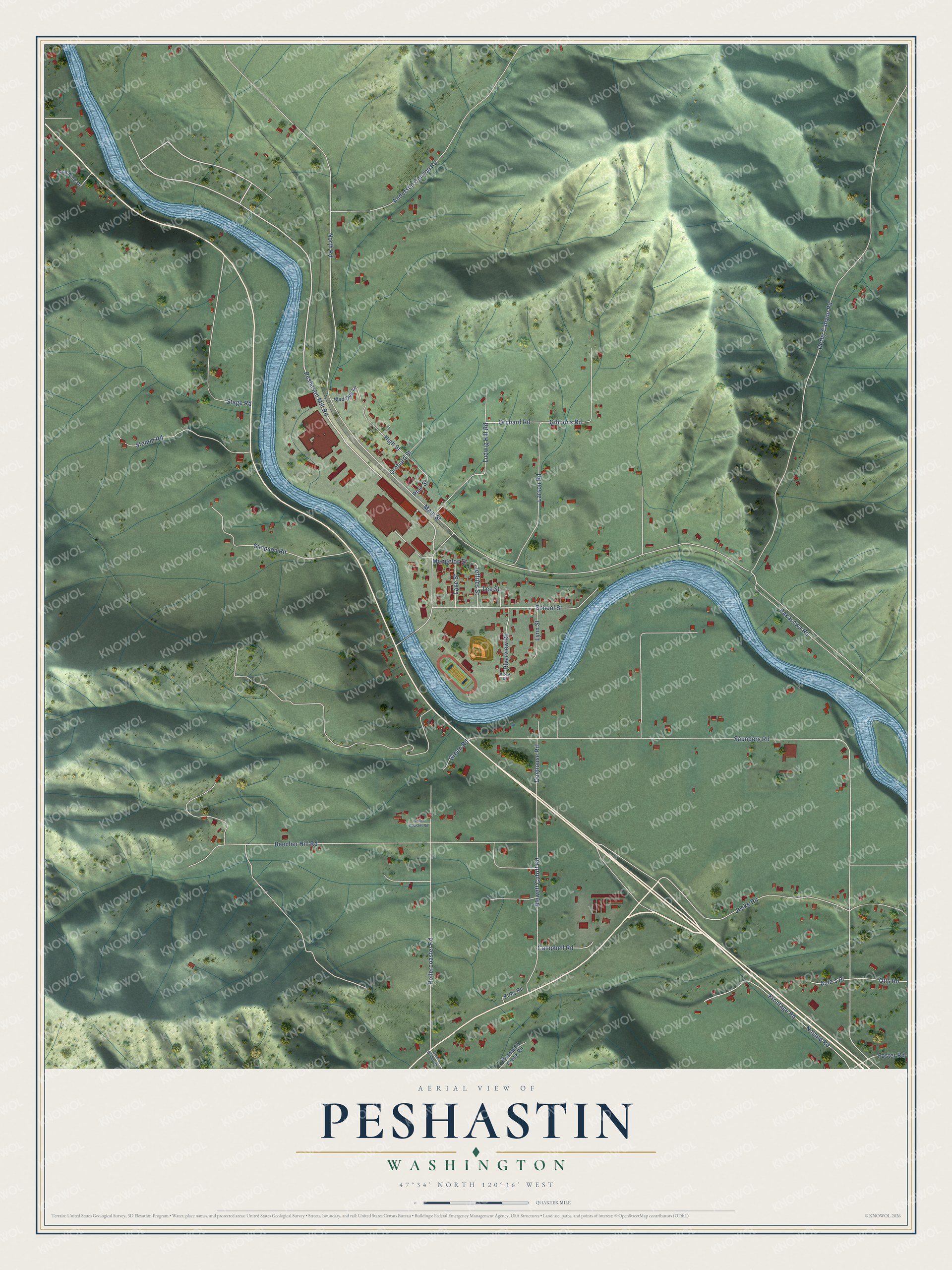 Watermarked full-map preview of Peshastin, Washington