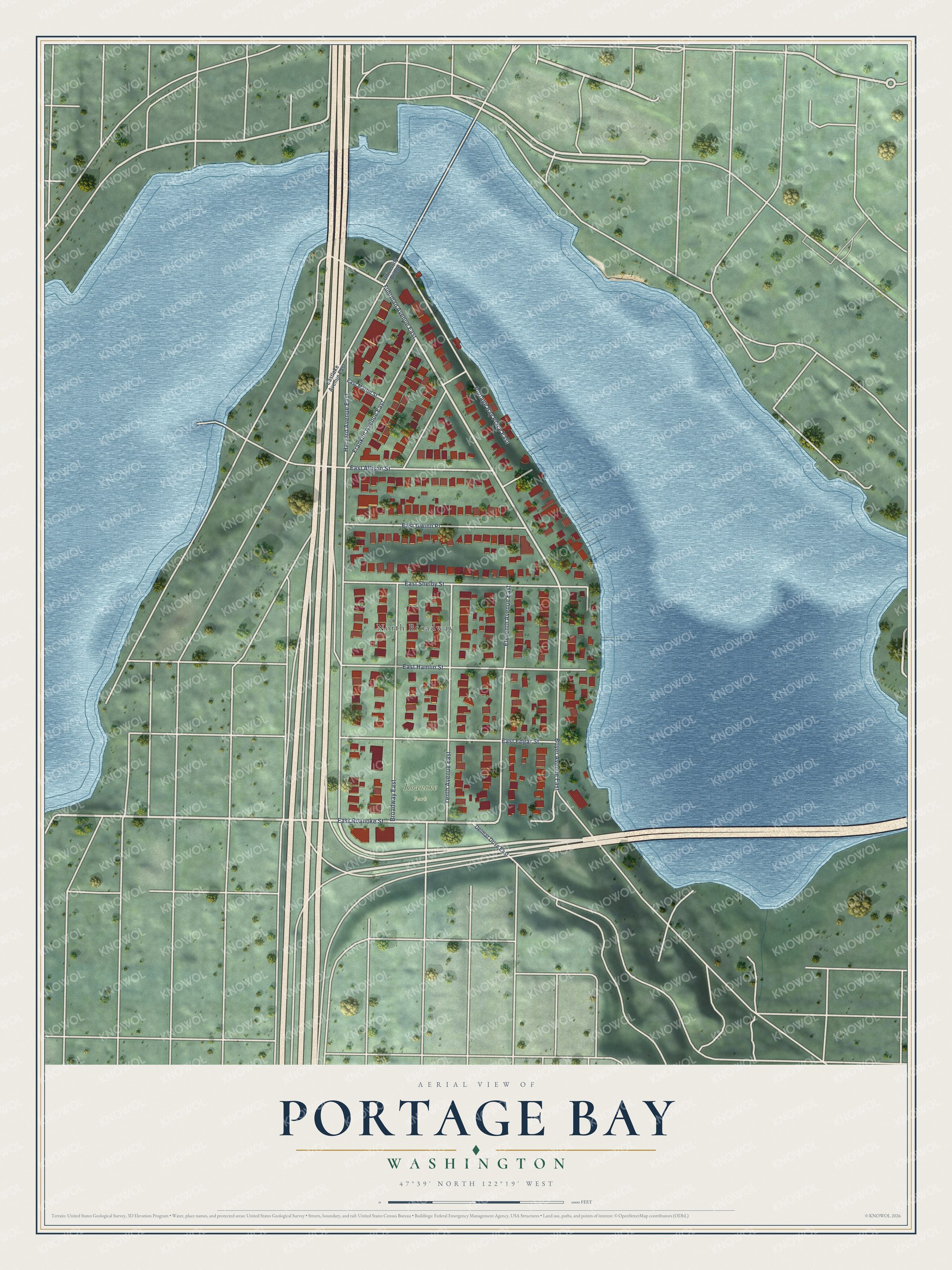 Watermarked full-map preview of Portage Bay, Washington