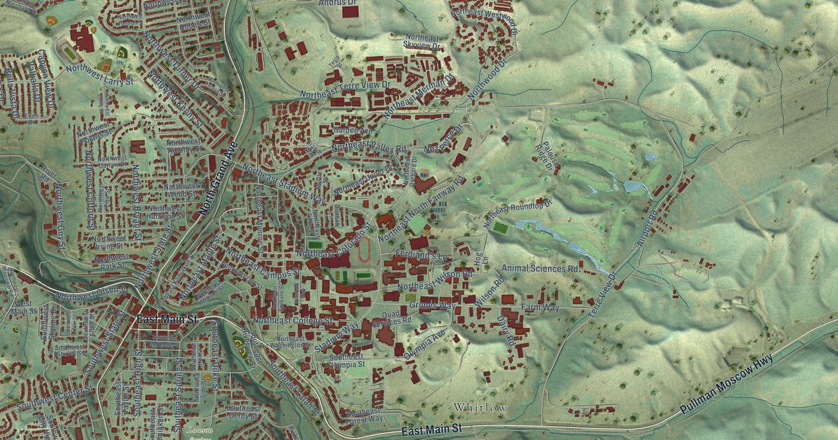 Map of Pullman, Washington in 2026