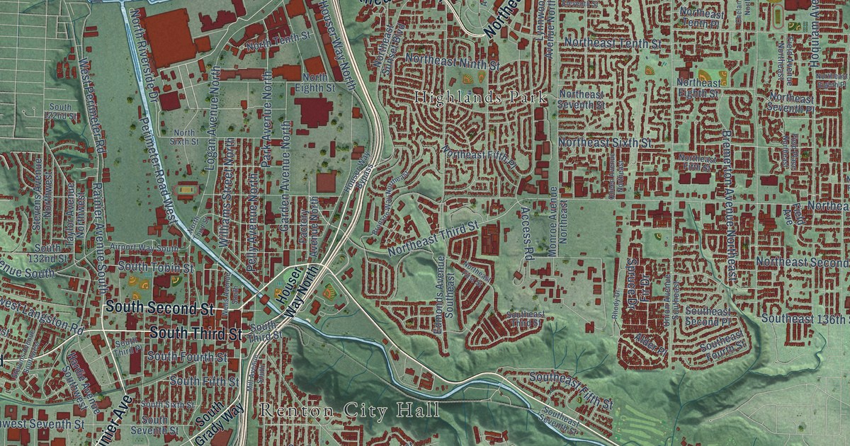 Map of Renton, Washington in 2026