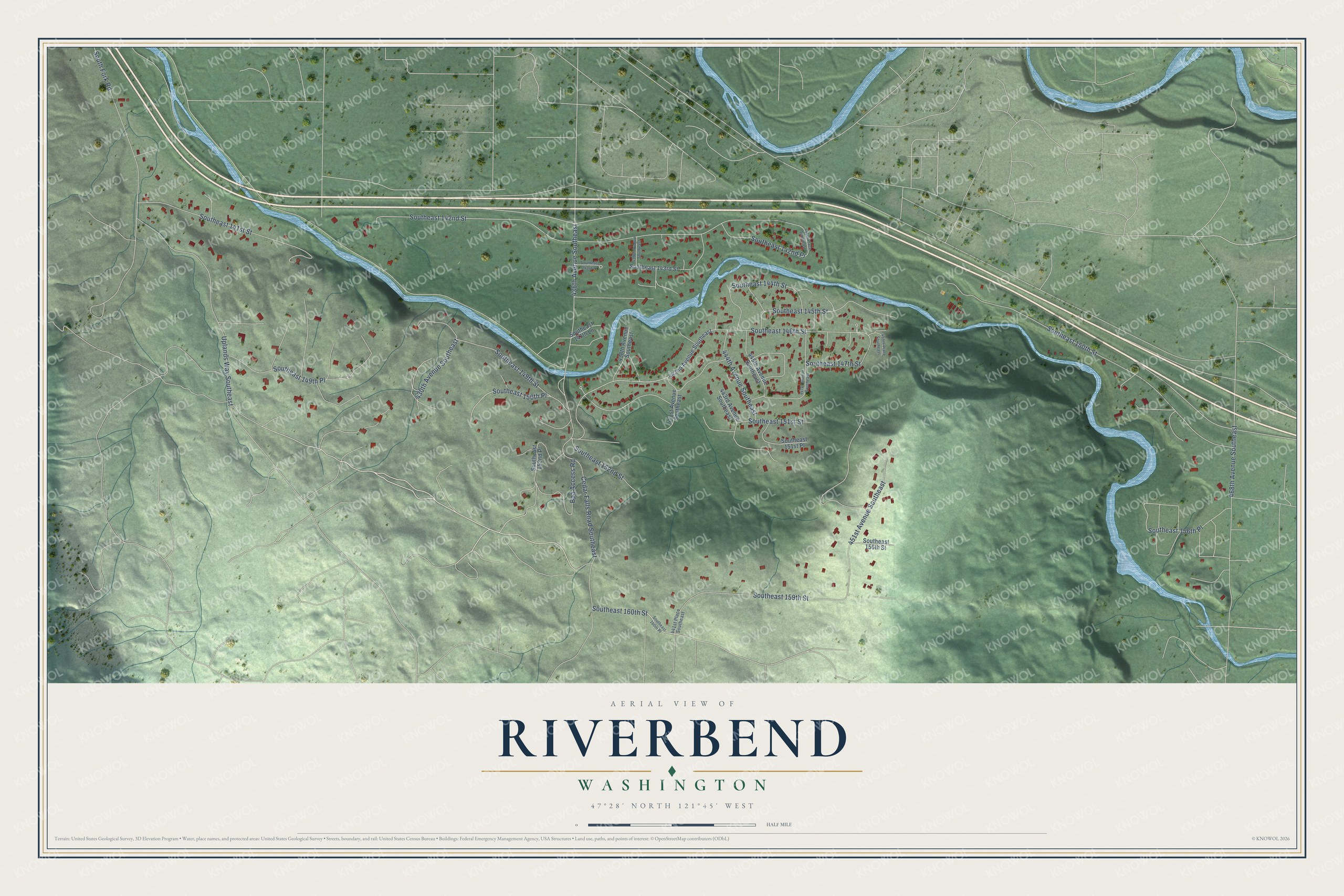 Watermarked full-map preview of Riverbend, Washington
