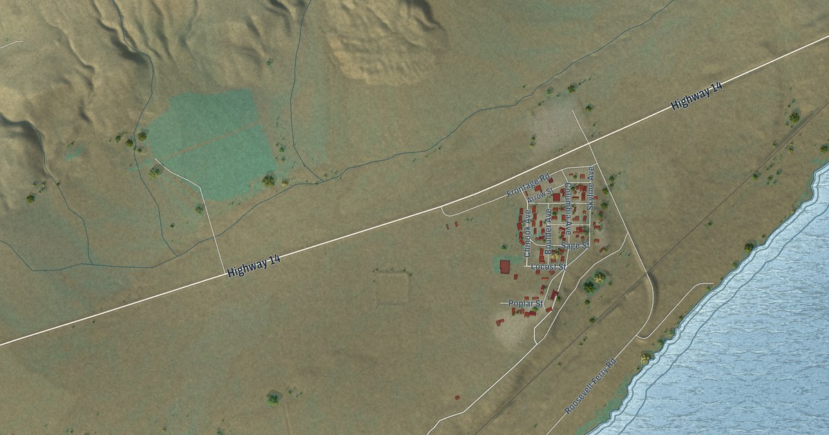 Map of Roosevelt, Washington in 2026