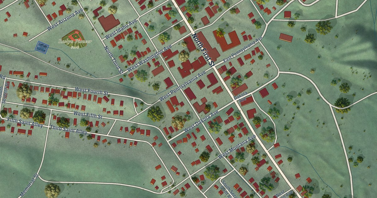 Map of Roslyn, Washington in 2026