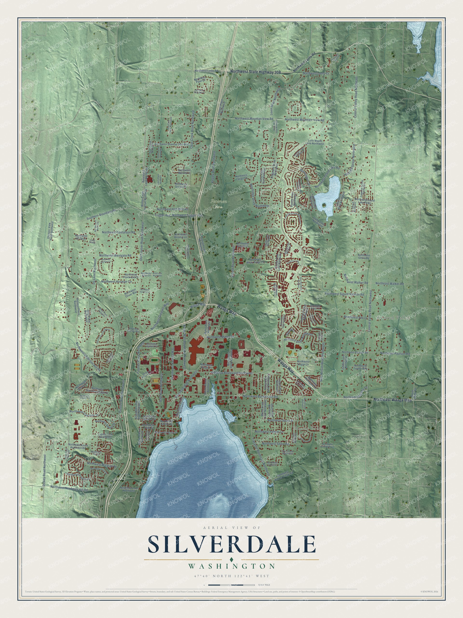 Watermarked full-map preview of Silverdale, Washington