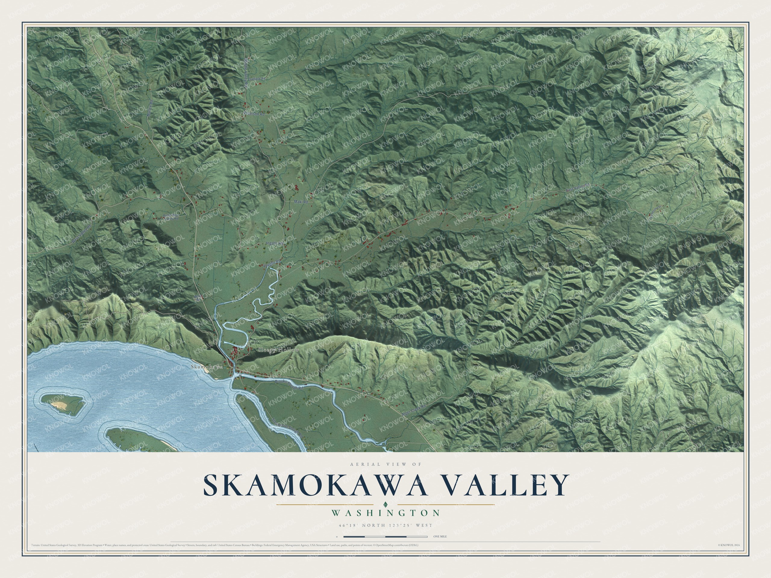 Watermarked full-map preview of Skamokawa Valley, Washington