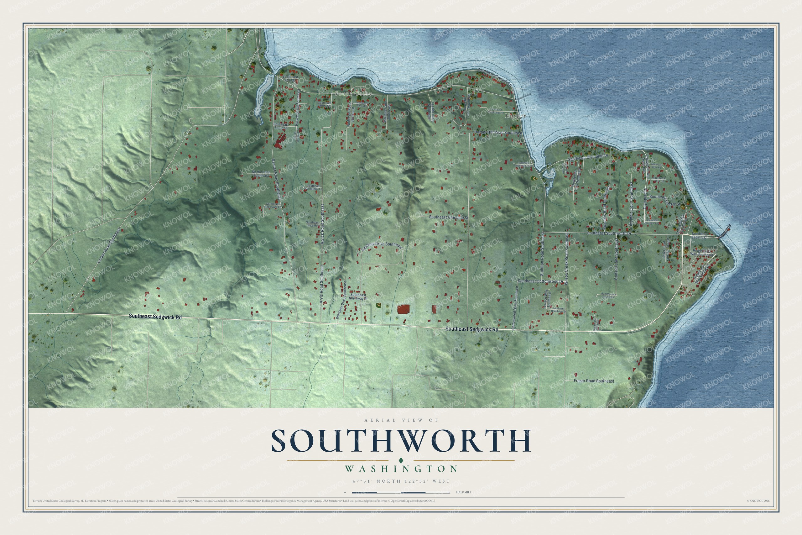 Watermarked full-map preview of Southworth, Washington