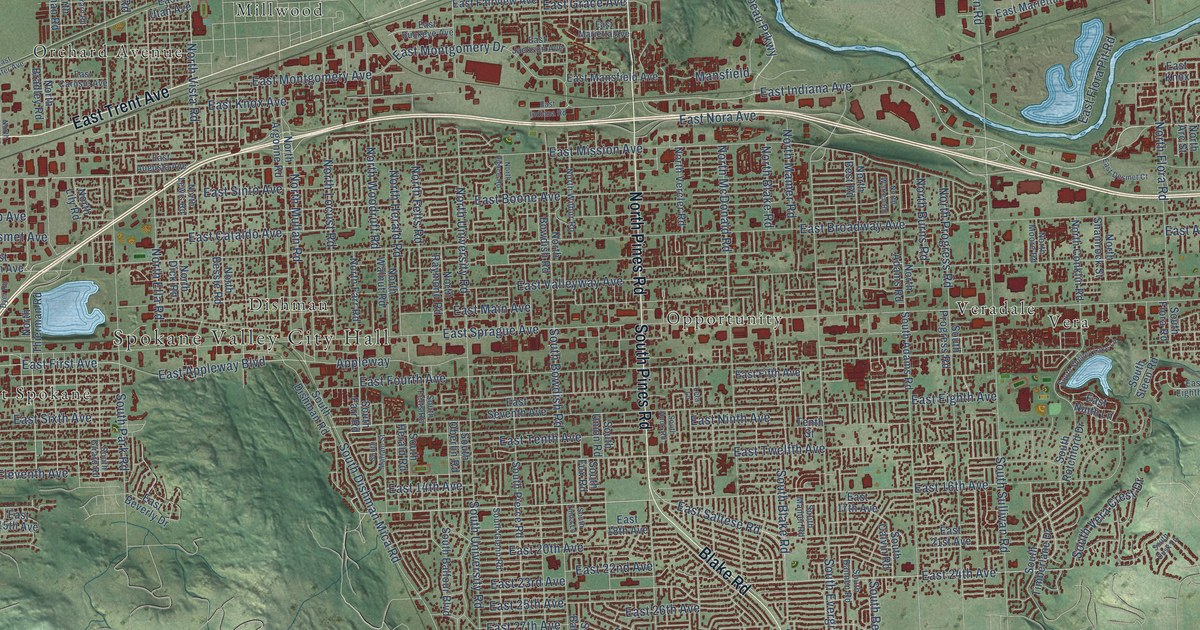 Map of Spokane Valley, Washington in 2026