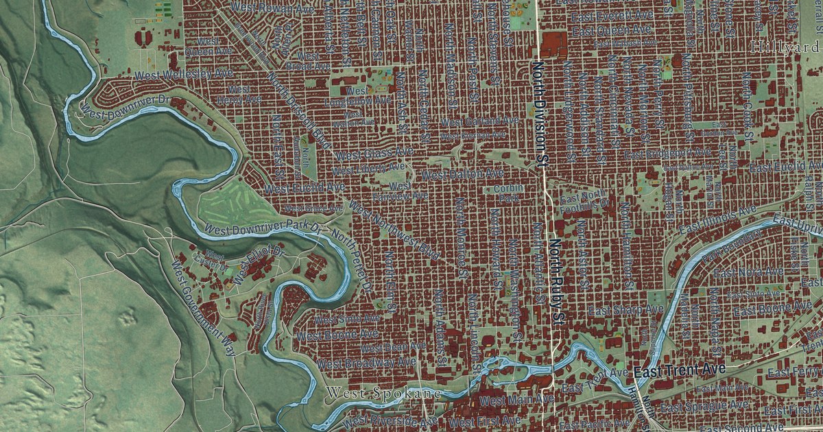 Map of Spokane, Washington in 2026