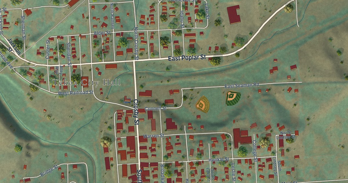 Map of Tekoa, Washington in 2026