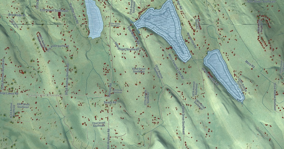 Map of Three Lakes, Washington in 2026
