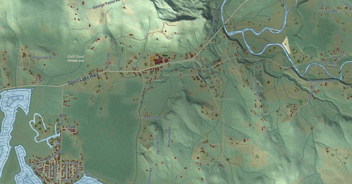 Detailed Map of Toutle, Washington