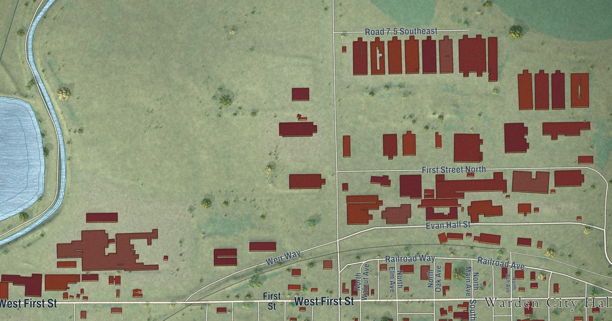 Map of Warden, Washington in 2026