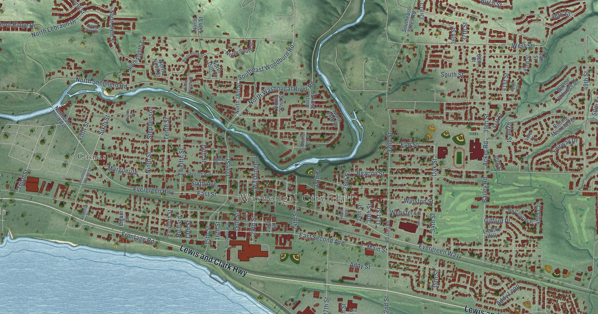 Map of Washougal, Washington in 2026