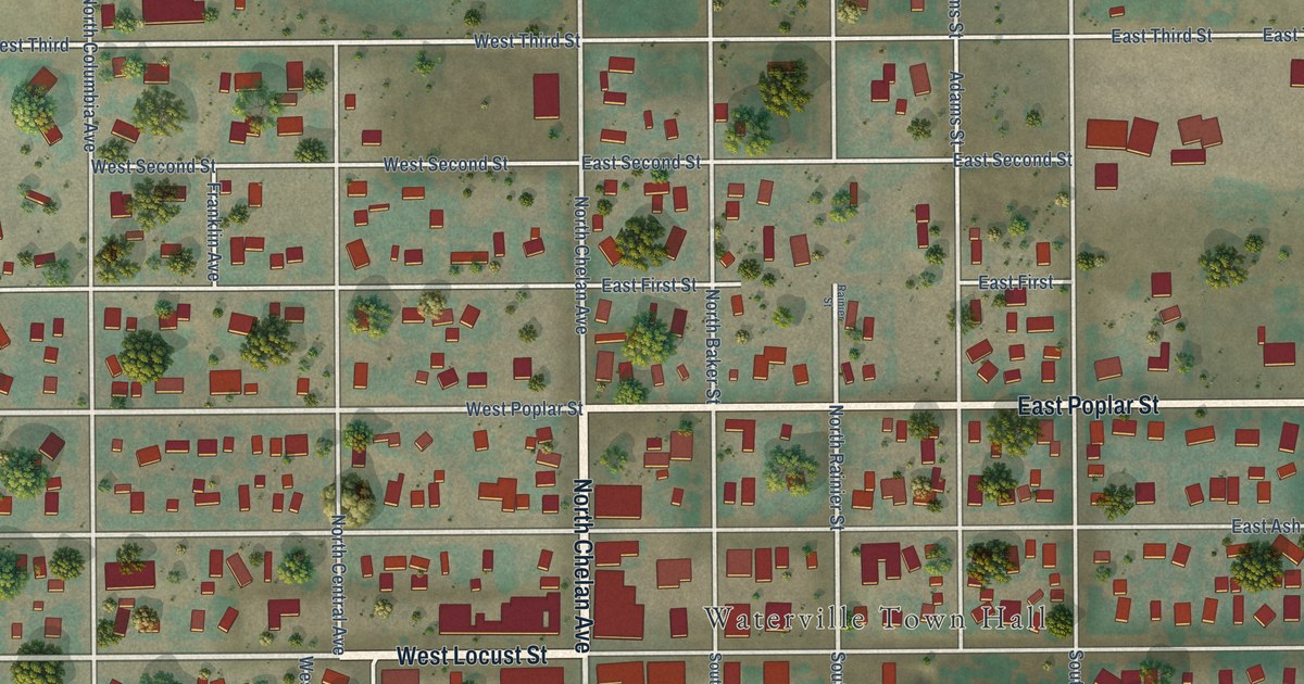 Map of Waterville, Washington in 2026