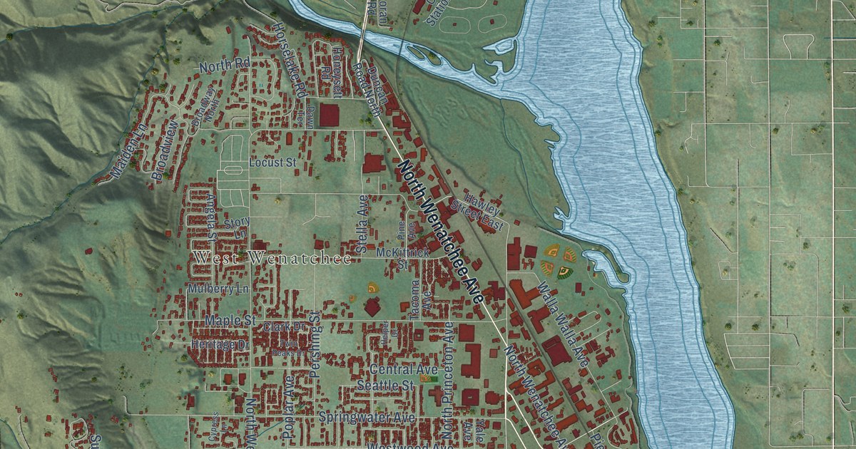 Map of Wenatchee, Washington in 2026