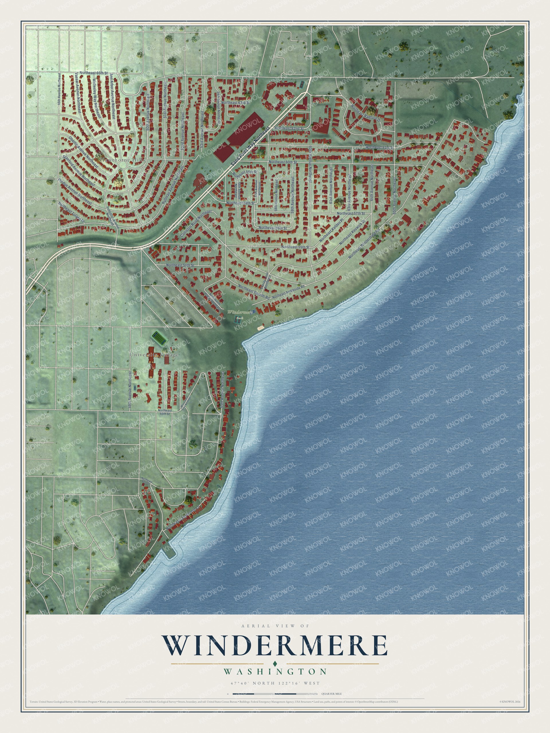 Watermarked full-map preview of Windermere, Washington
