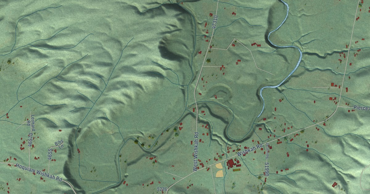 Detailed Map of Wishkah, Washington