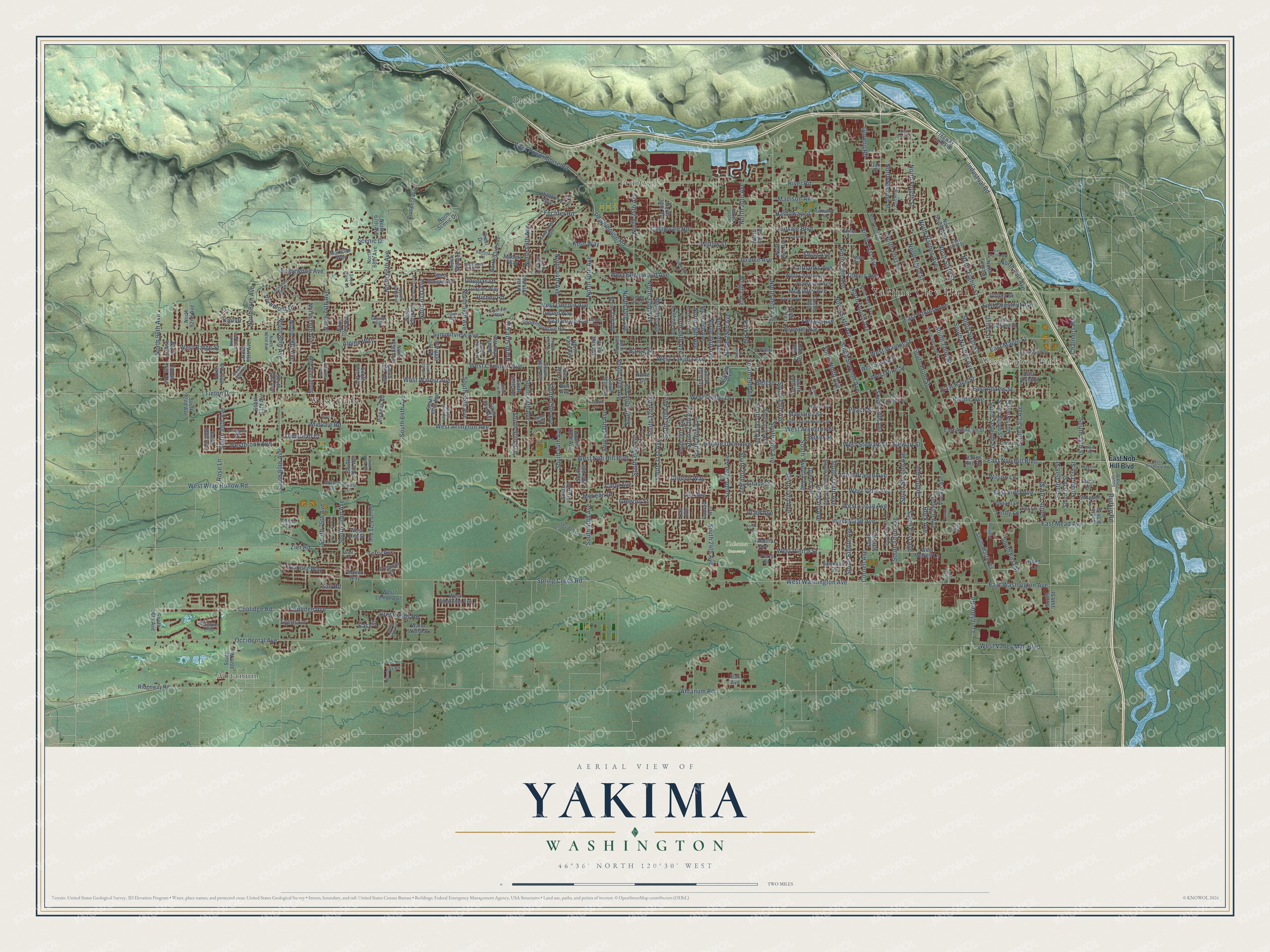 Watermarked full-map preview of Yakima, Washington