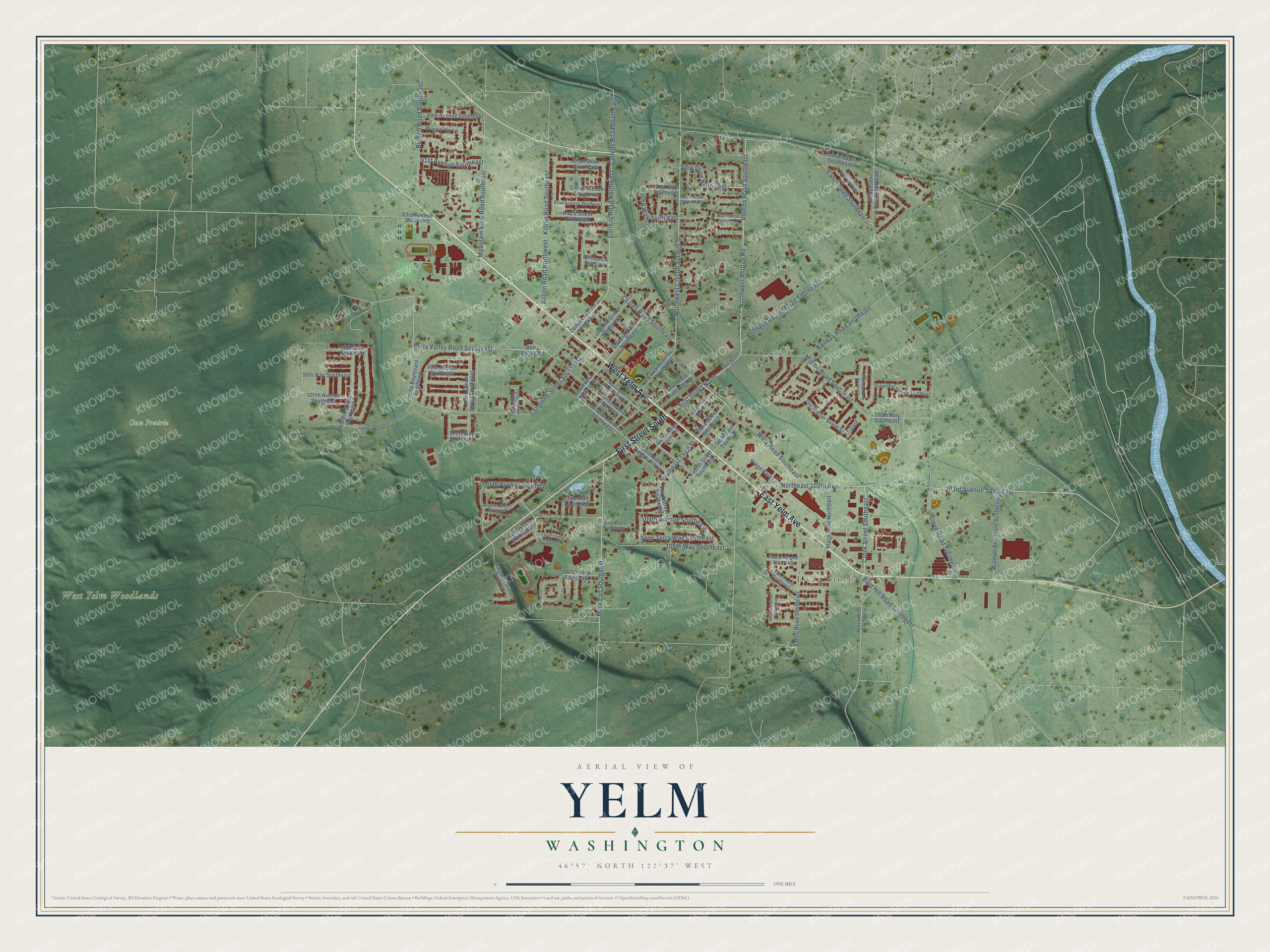 Watermarked full-map preview of Yelm, Washington