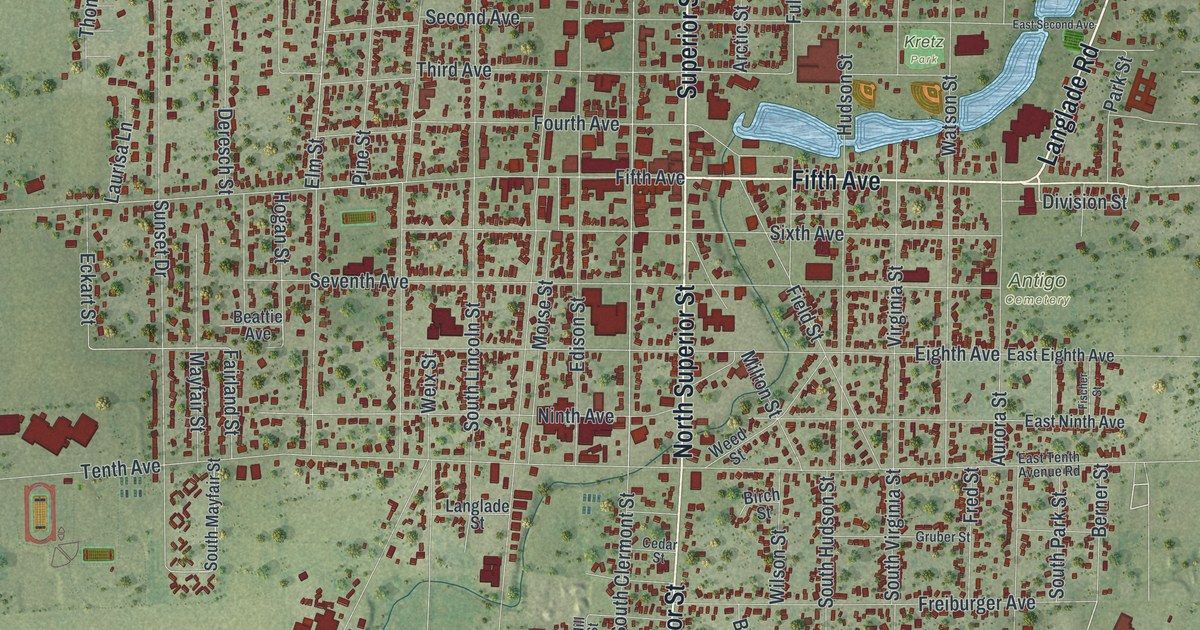 Map of Antigo City, Wisconsin in 2026
