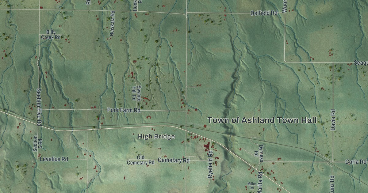 Map of Ashland Town, Wisconsin in 2026