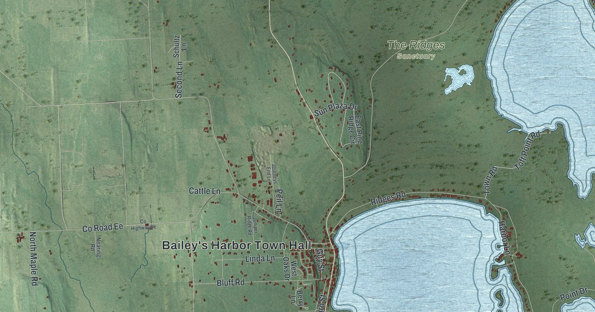 Map of Baileys Harbor, Wisconsin in 2026