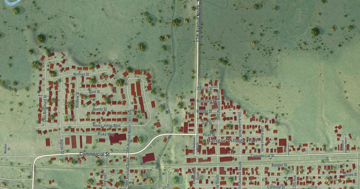 Map of Bangor Village, Wisconsin in 2026