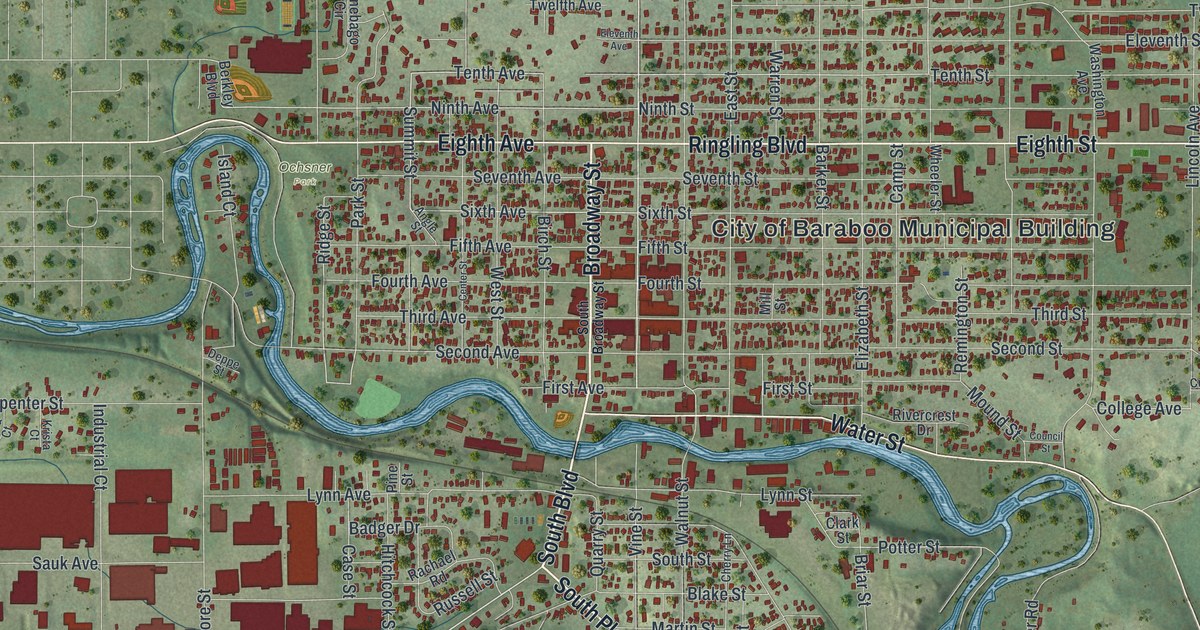 Map of Baraboo City, Wisconsin in 2026