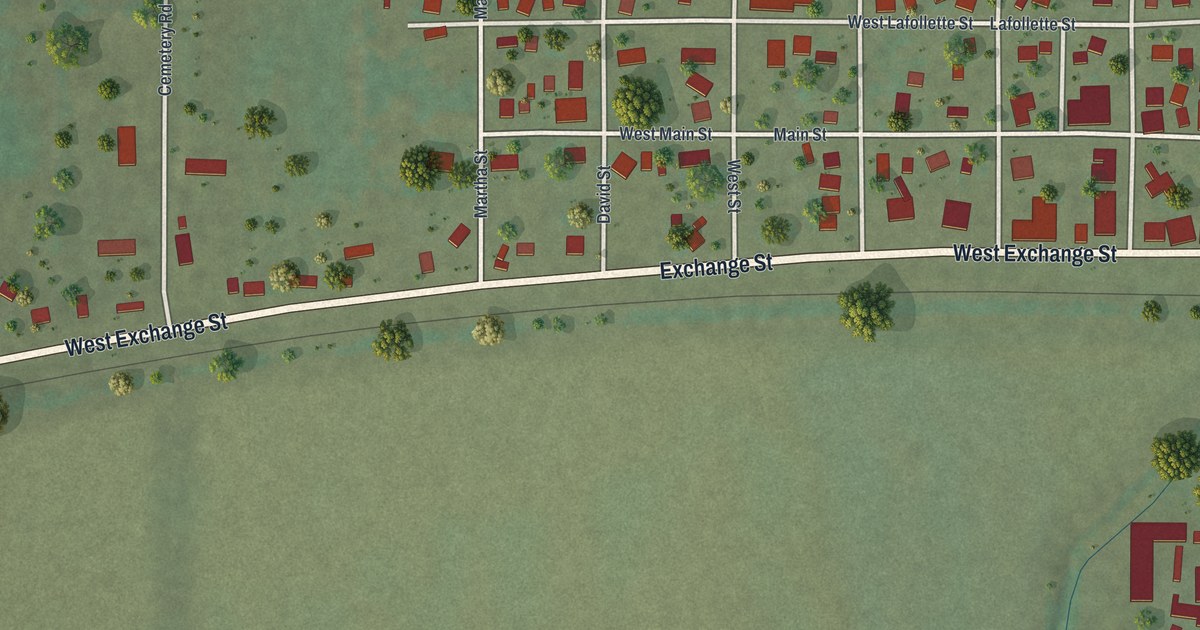 Map of Blue River, Wisconsin in 2026