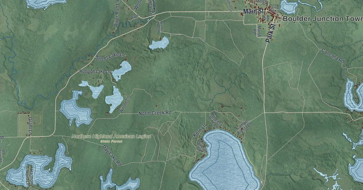 Map of Boulder Junction, Wisconsin in 2026