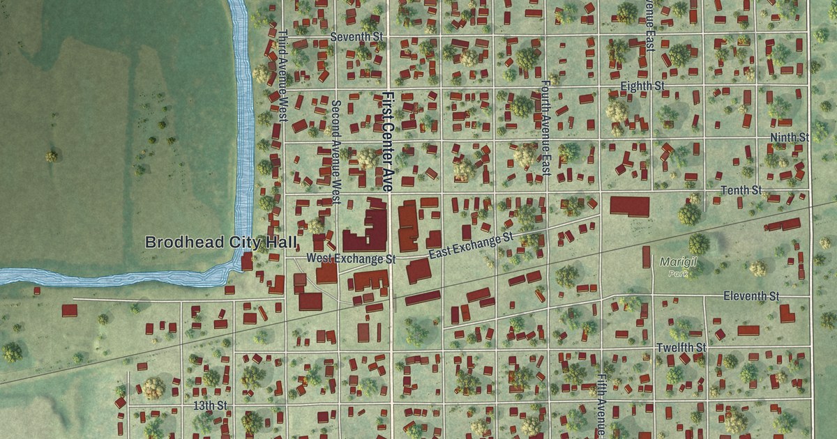 Map of Brodhead, Wisconsin in 2026
