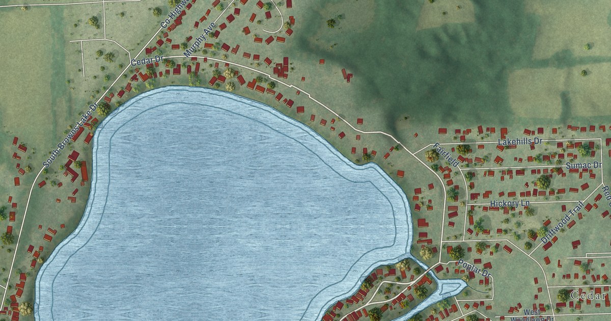 Map of Browns Lake, Wisconsin in 2026
