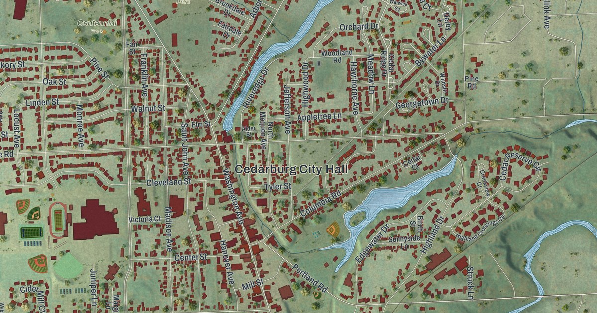 Map of Cedarburg City, Wisconsin in 2026
