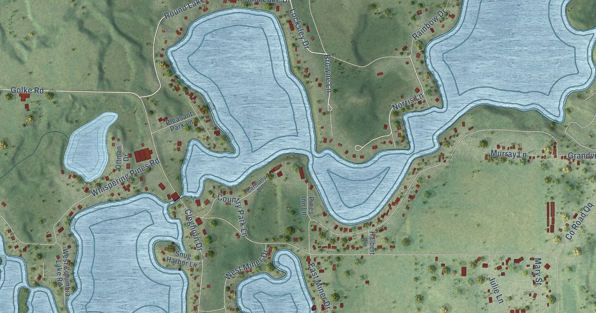 Detailed Map of Chain O’ Lakes, Wisconsin