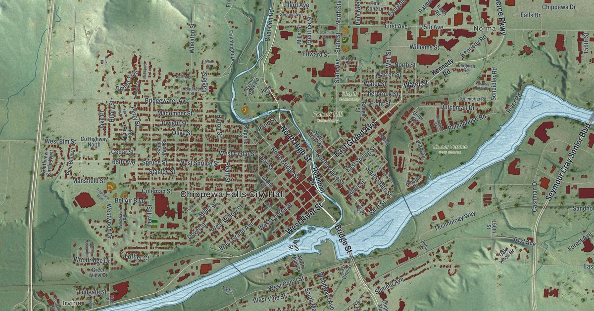Map of Chippewa Falls, Wisconsin in 2026