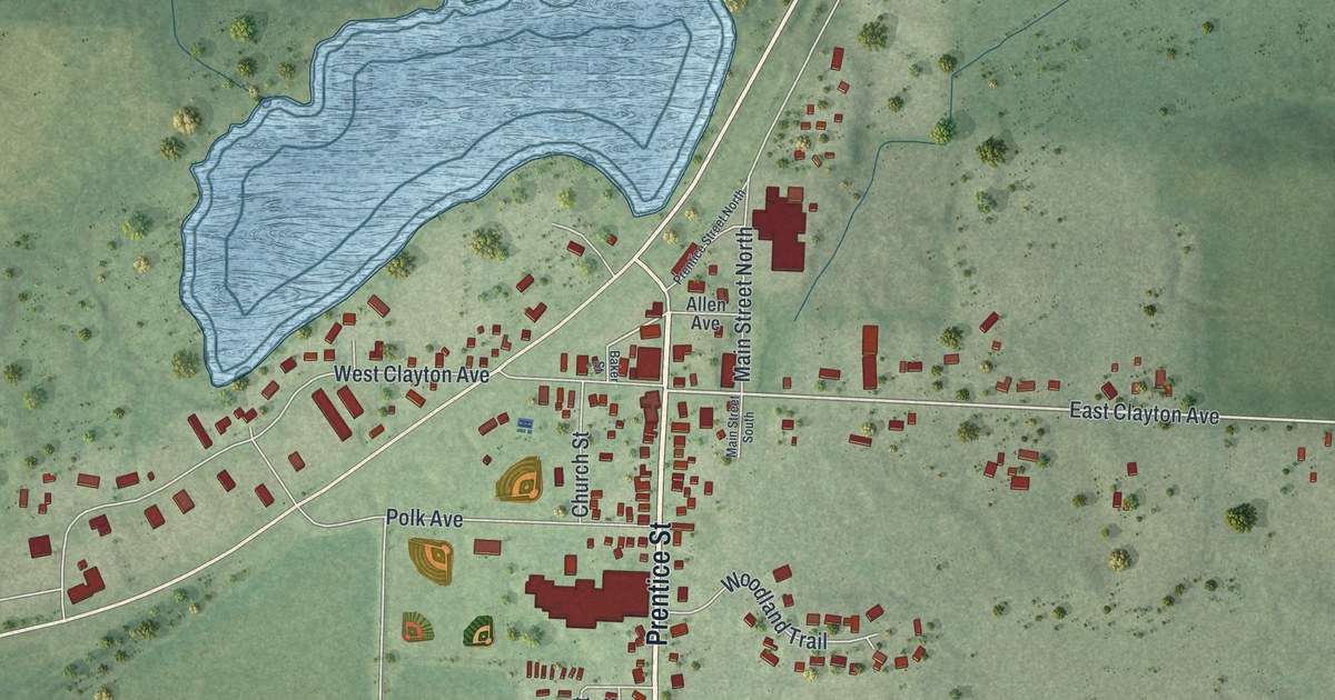 Map of Clayton Village, Polk County, Wisconsin in 2026