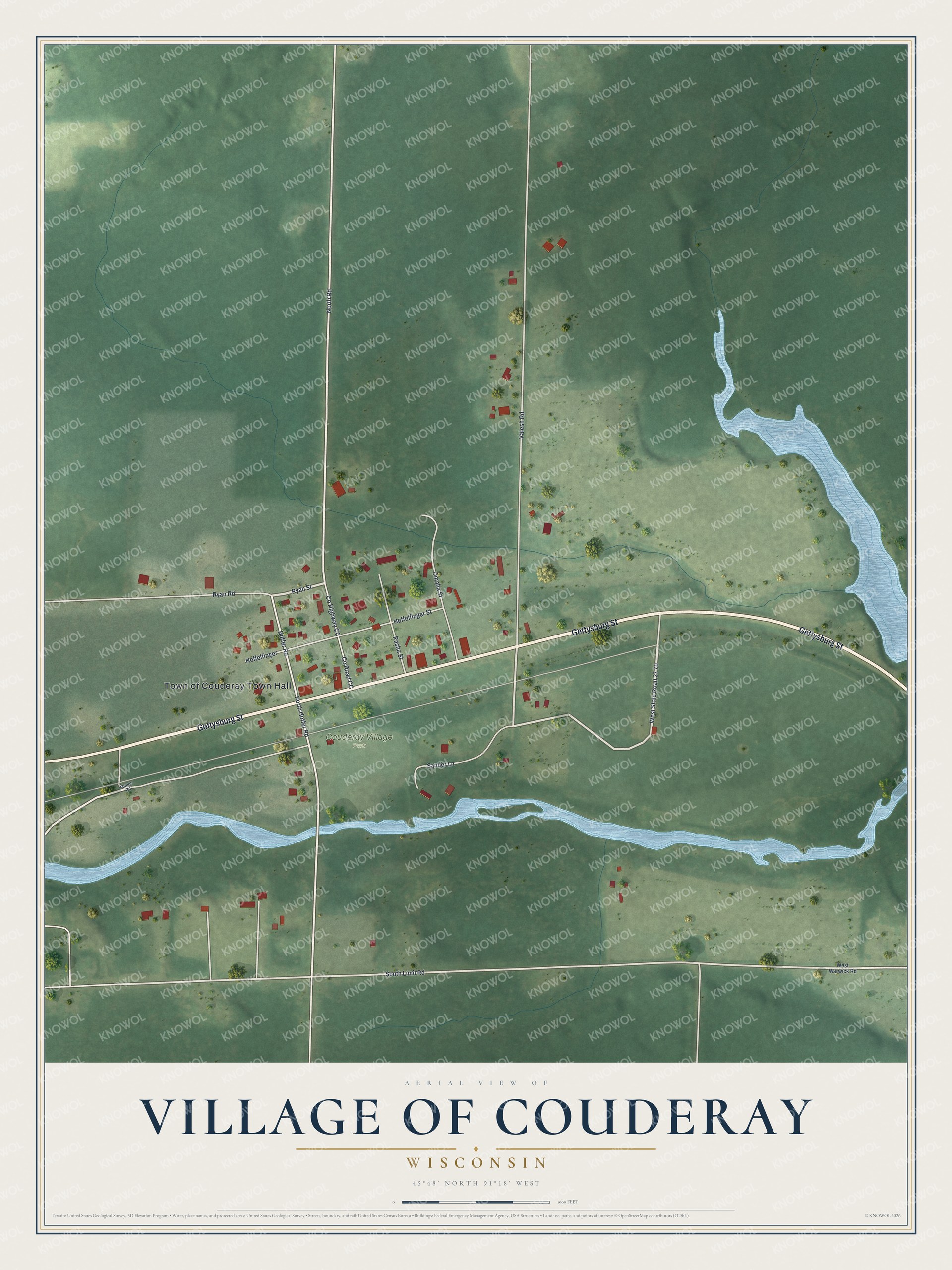 Watermarked full-map preview of Couderay, Wisconsin