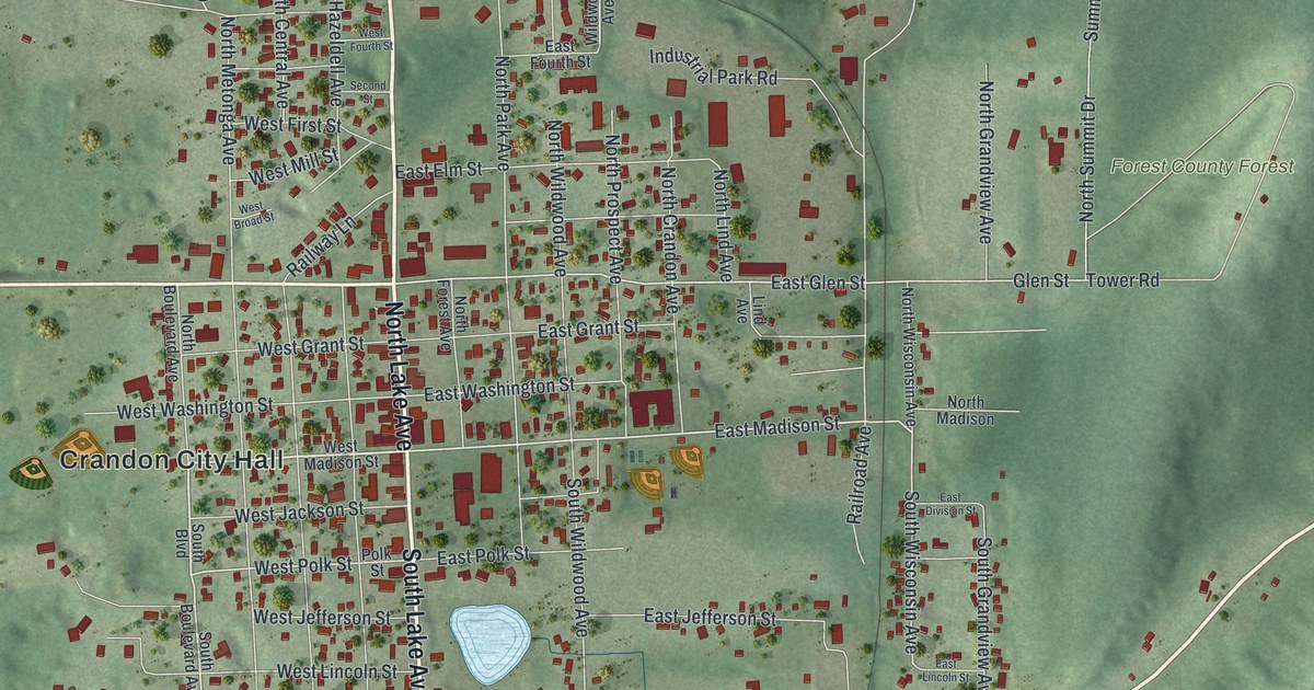 Map of Crandon City, Wisconsin in 2026