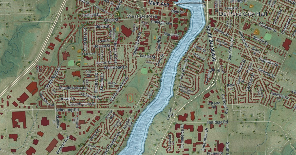 Map of De Pere, Wisconsin in 2026