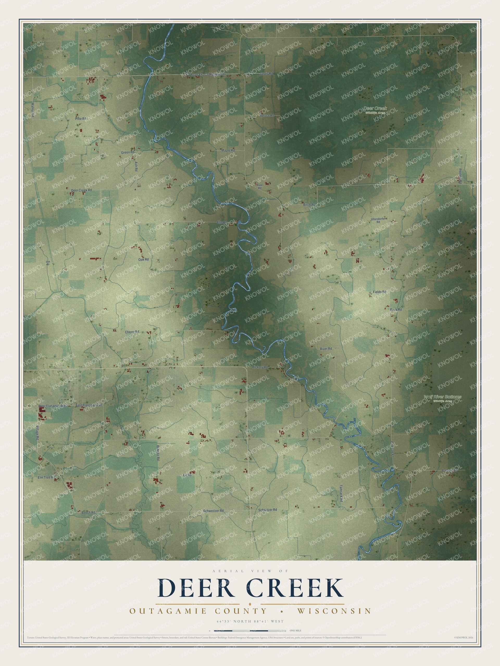 Watermarked full-map preview of Deer Creek, Wisconsin